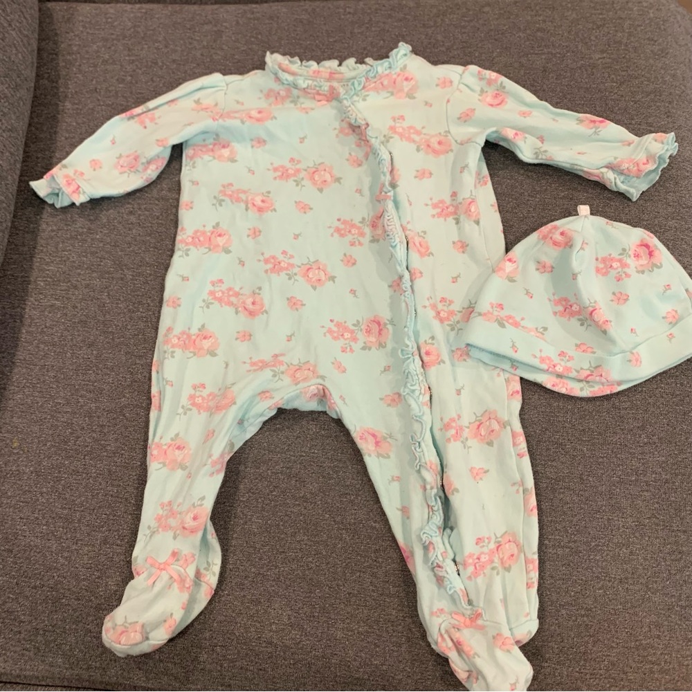 ☀️ 3/$15 Little Me Footie Pajamas with matching hat